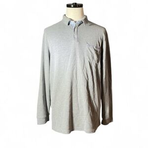 GHYUGR Men's Gray Long Sleeve Polo Shirt Pocket XXL
